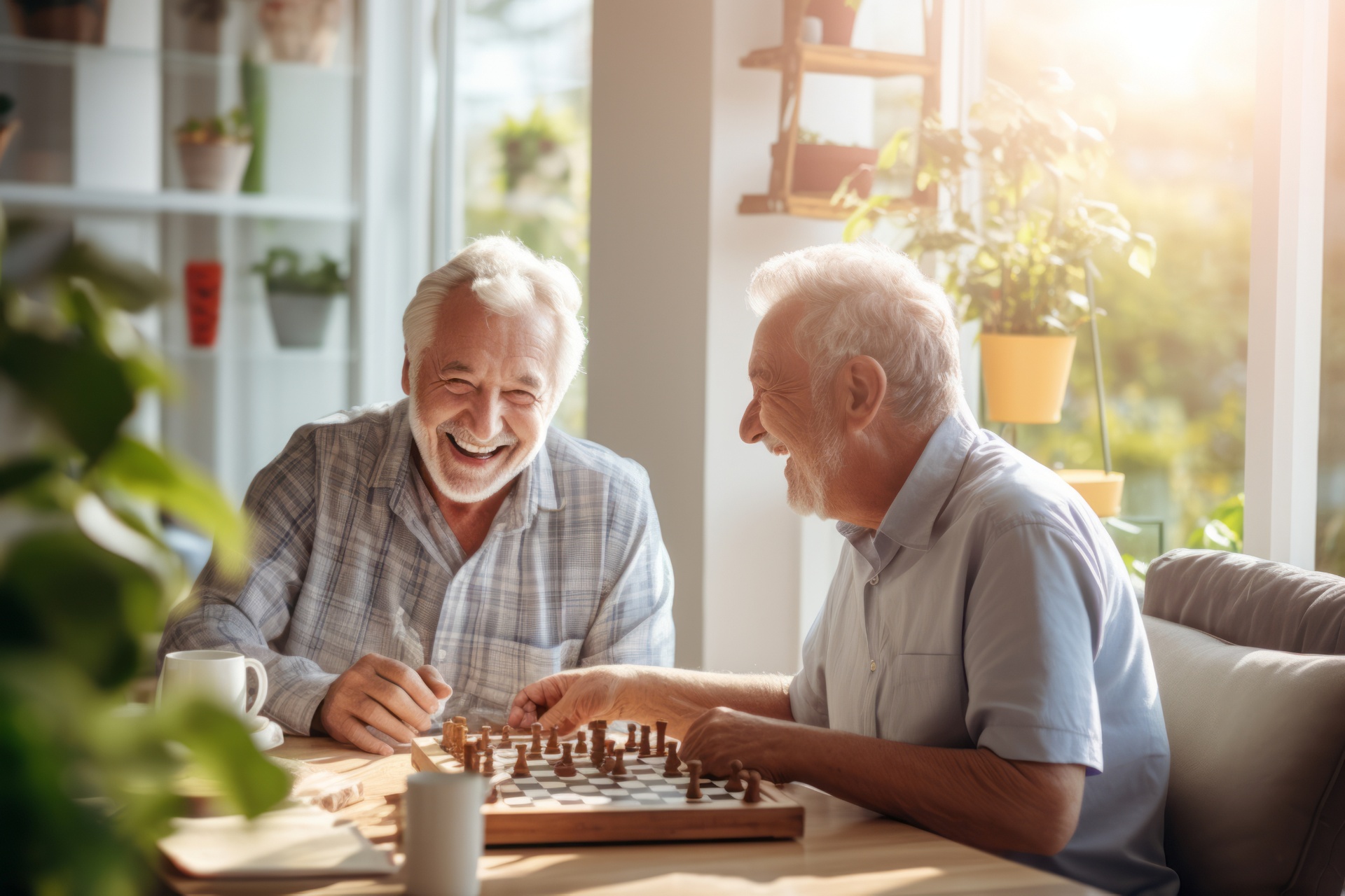 Older adults laughing together